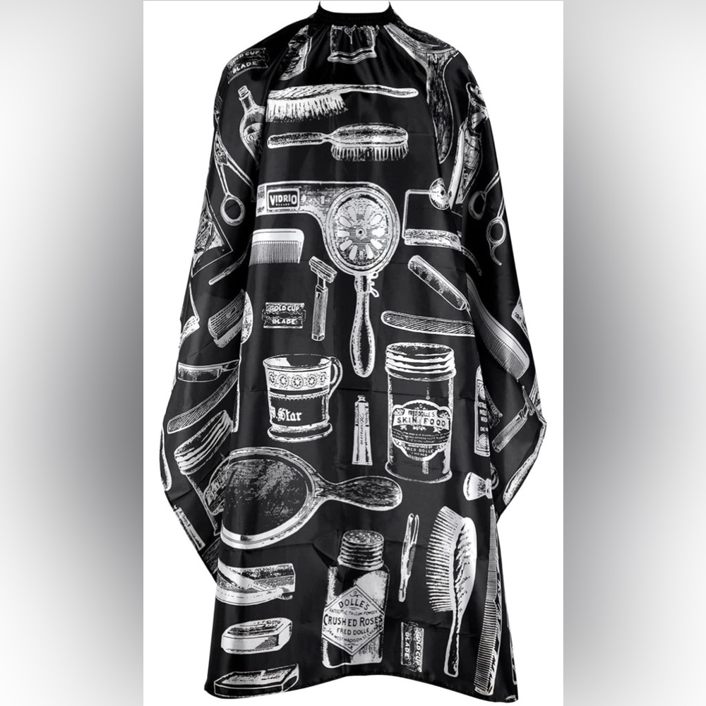 3/10$ 🌷 NWT Waterproof Barber Cape Vintage Tools Adult Adjustable Gift